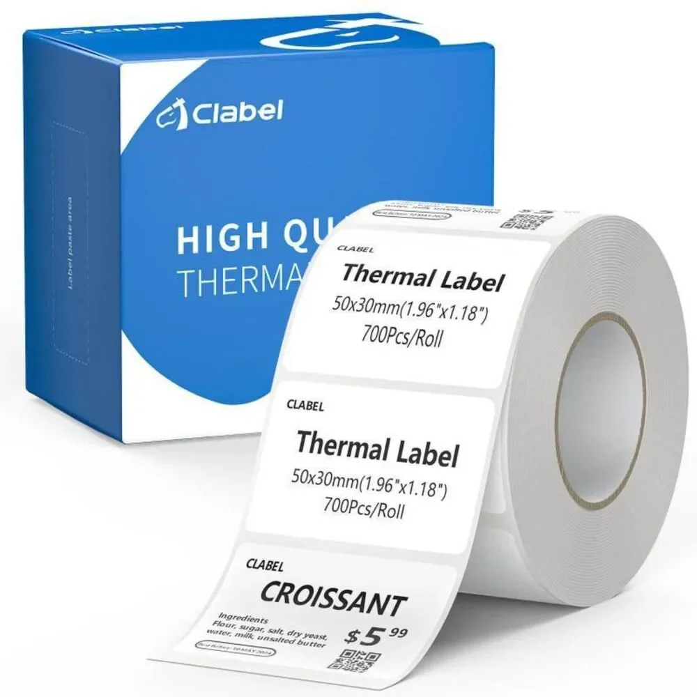 CLABEL 1.96x1.18 Thermal Label Maker Tape Print Paper Roll 700 Labels Waterproof